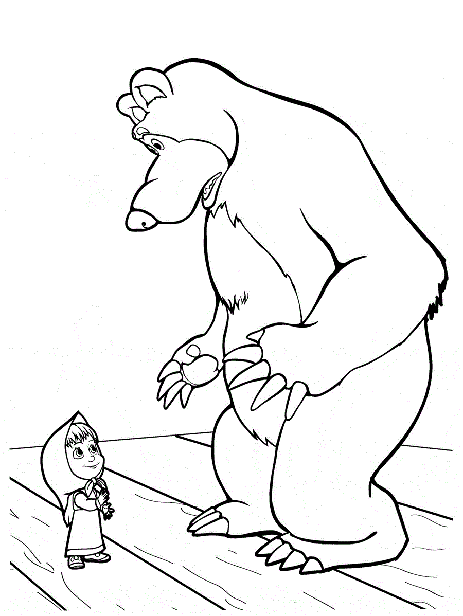 Розмальовка Маша і Ведмідь