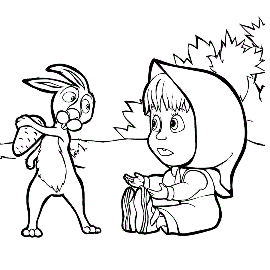 Розмальовка Маша і заєць