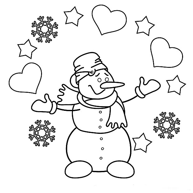 Сніговик в сердечках