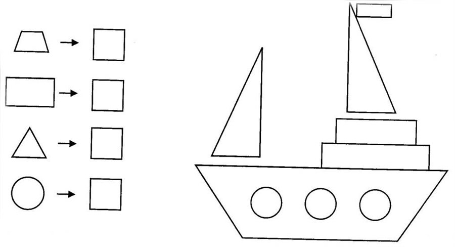 Корабель з геометричних фігур