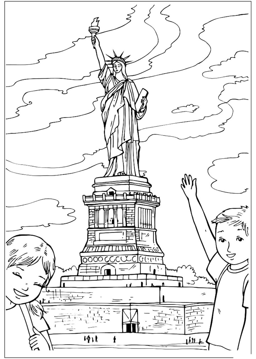 Діти біля статуї Свободи