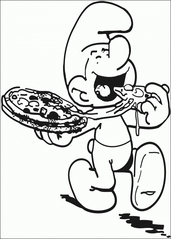 Смурфик їсть піцу