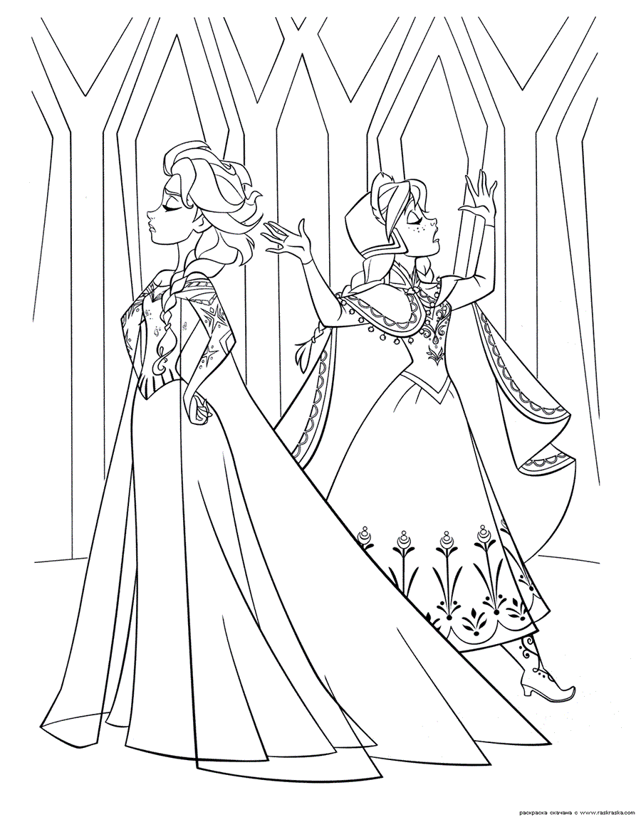 Розмальовка Холодне серце дві принцеси