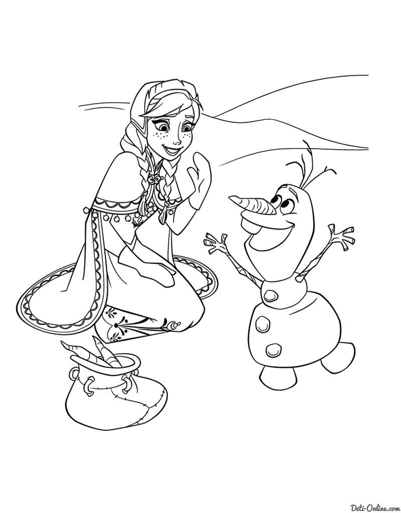 Розмальовка Холодне серце сніговик і Ганна