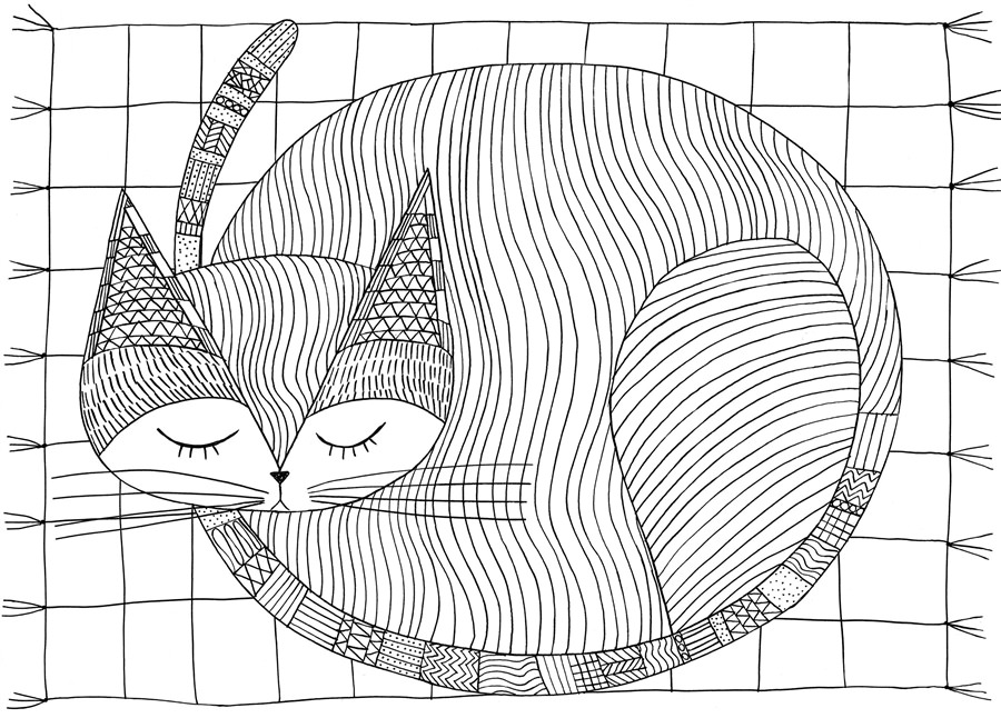 розмальовки антистрес кішка