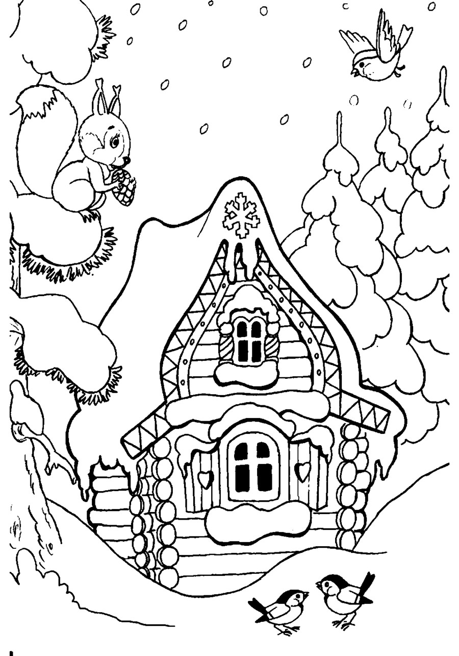 Зимовий будиночок у лісі