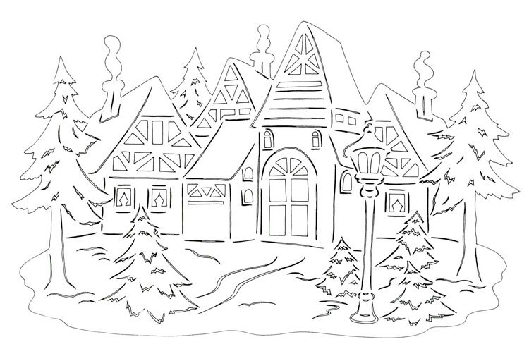 Розмальовка Зимовий будиночок