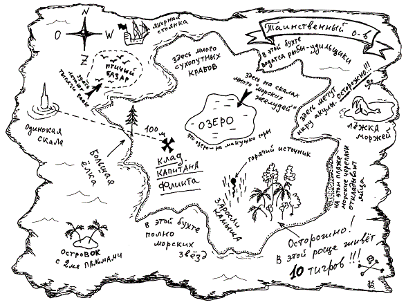 Розмальовка піратська карта