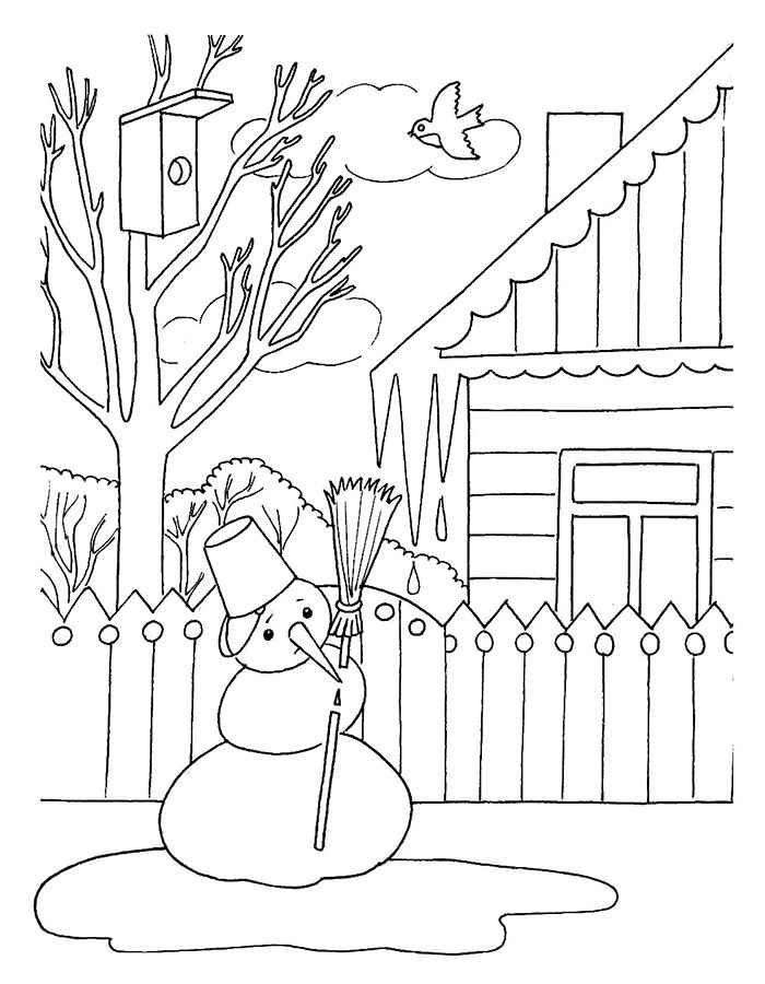 Розмальовка для дітей сніговик