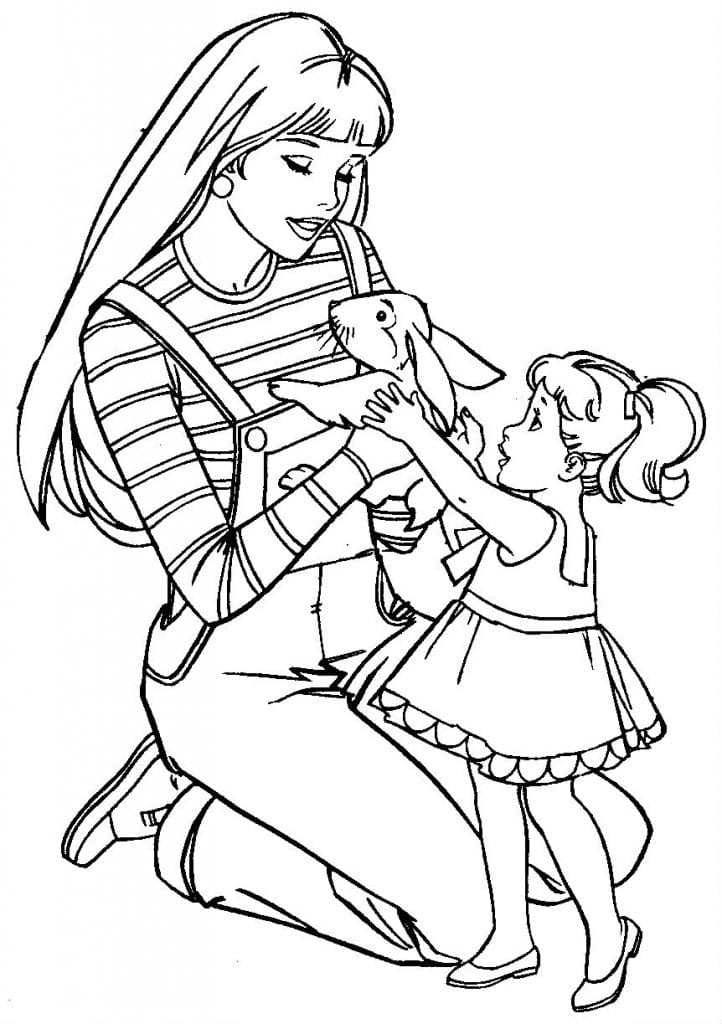 Мама і донька з зайцем