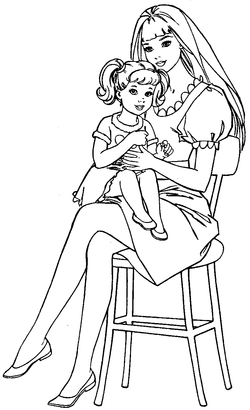 Мама і донька на стільці