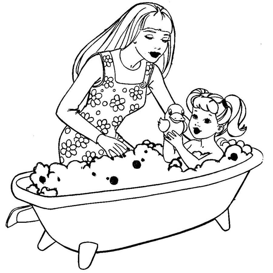 Мама і донька у ванній