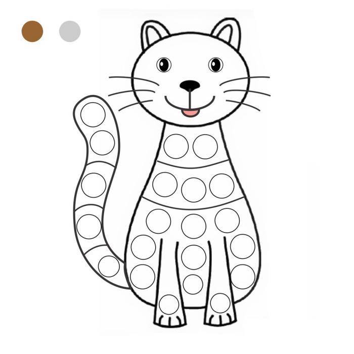 Розмальовки для пальчиків кішка
