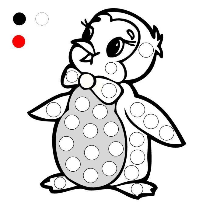 Розмальовки для пальчиків пінгвін