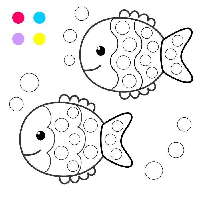 Розмальовки для пальчиків рибки