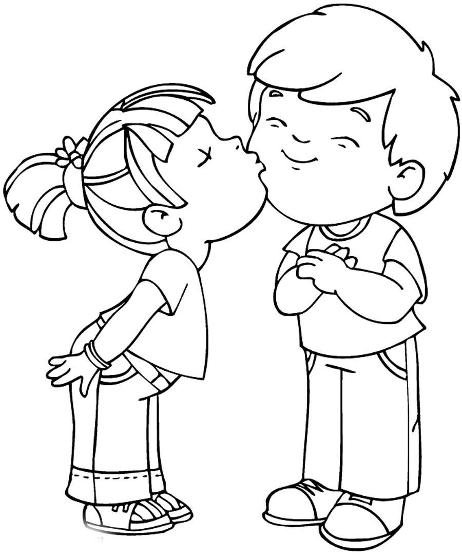Дівчинка цілує хлопчика