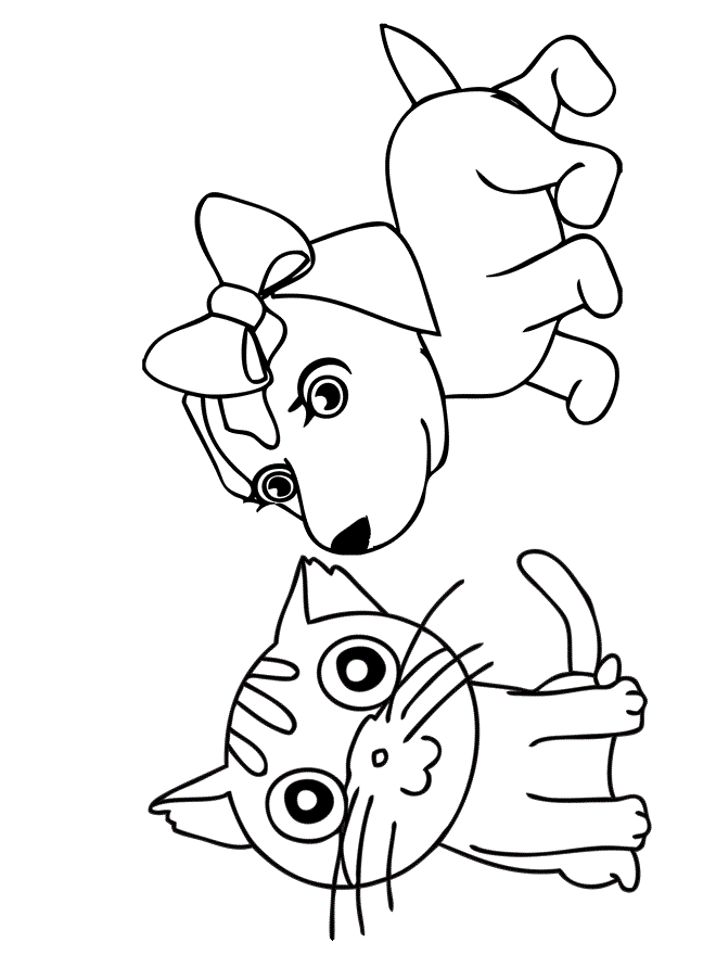 Розмальовки кішка і собака