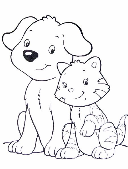 Розмальовка Кішка і собака