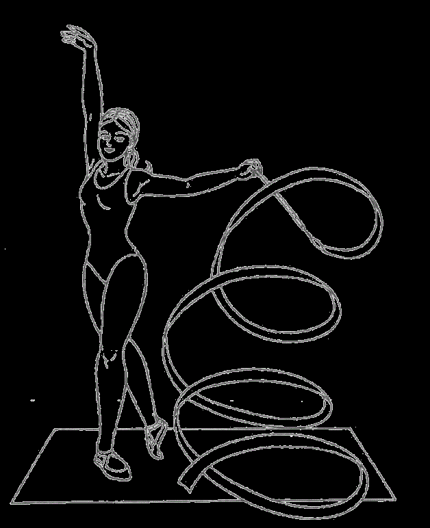 Розмальовка Гімнастка зі стрічкою