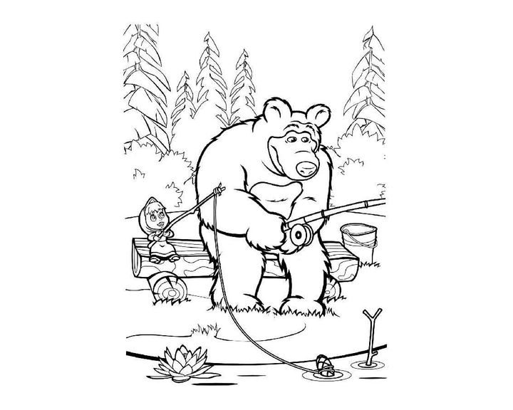 Маша і ведмідь на риболовлі