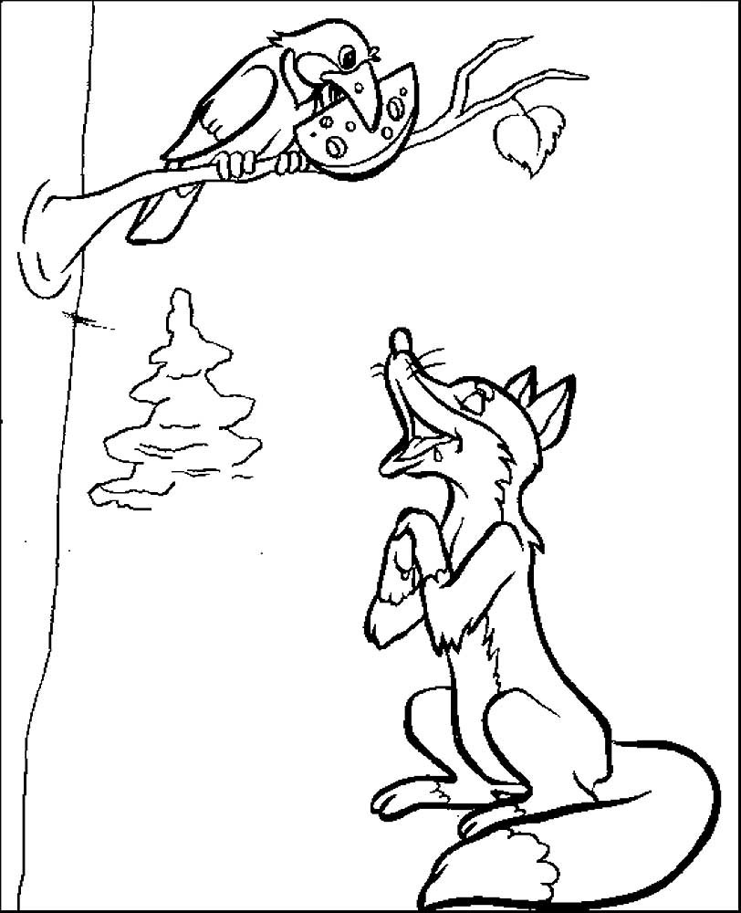 Розмальовка Ворона і лисиця
