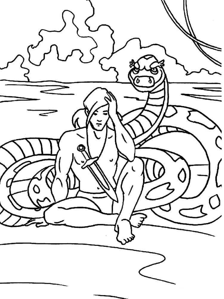Розмальовка Мауглі і Каа