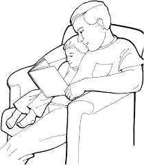 Тато і син читає книгу