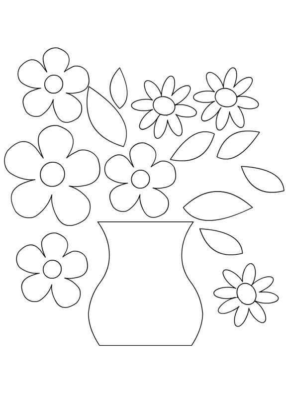 Трафарет для аплікацій квіти у вазі
