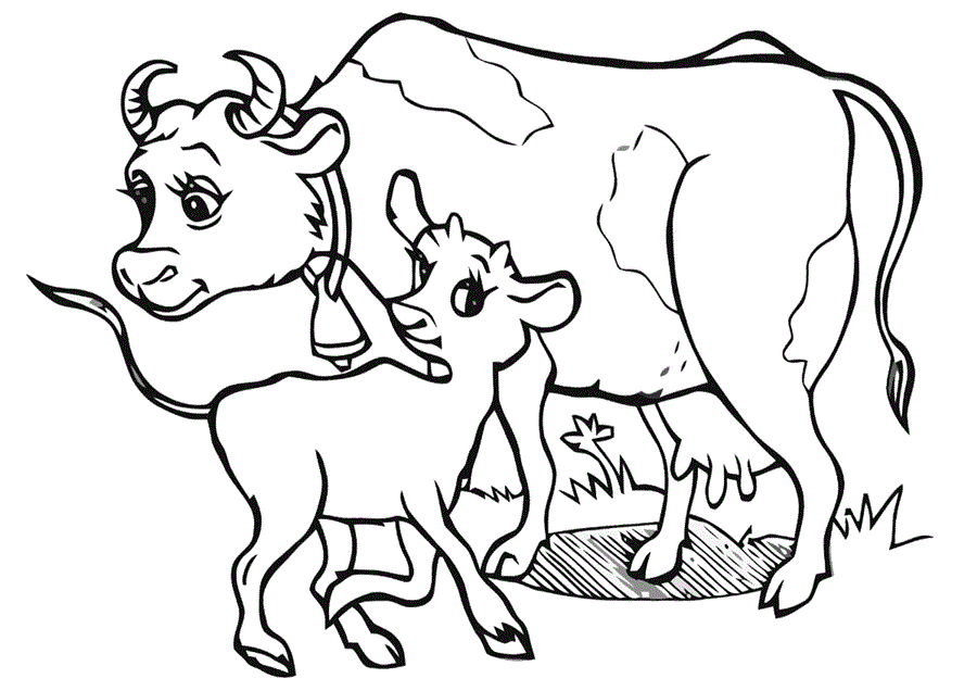Розмальовка Теля і корова