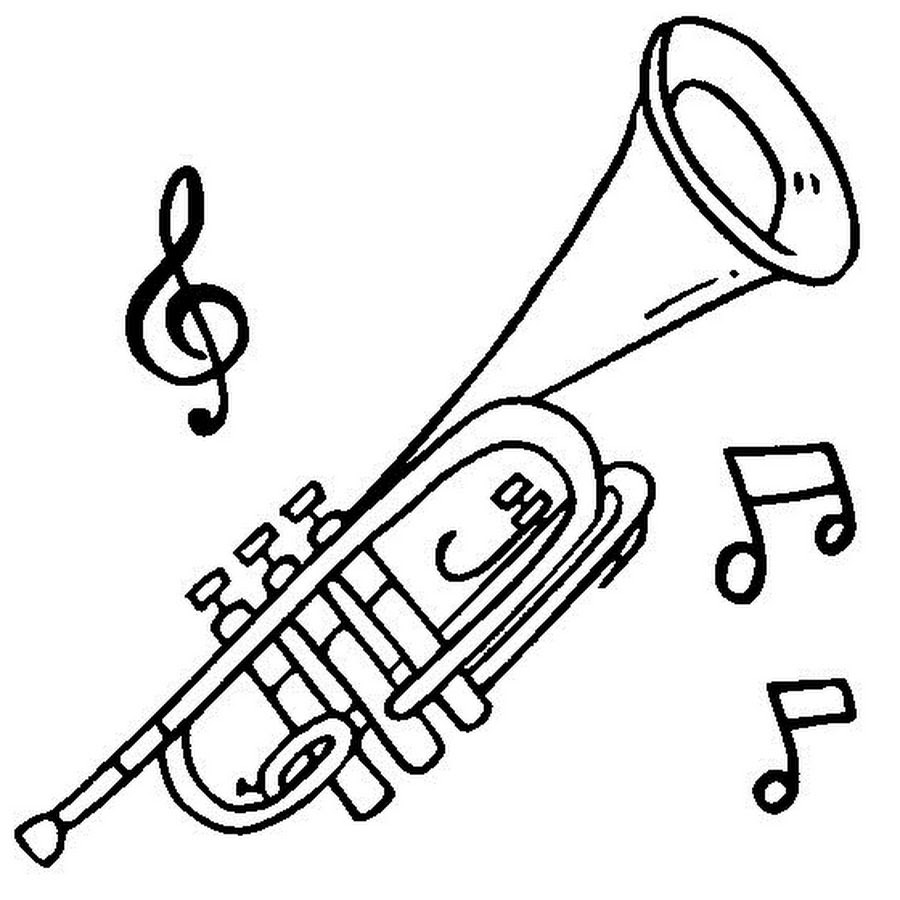 Розмальовка Труба і ноти