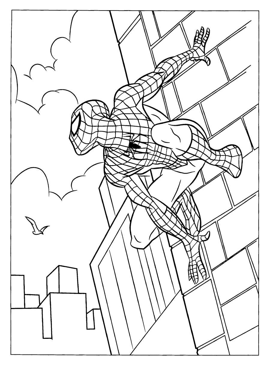 Розмальовка Людина Павук на будівлі