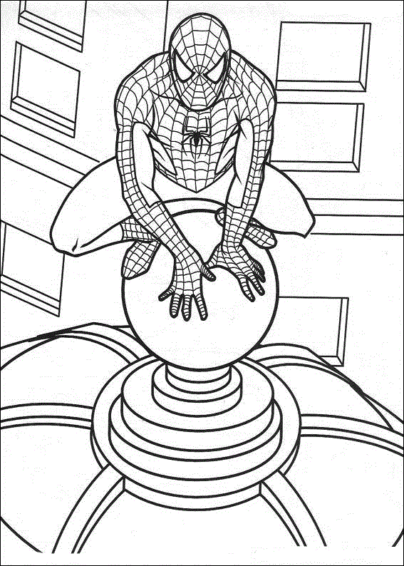 Розмальовка Людина Павук на даху