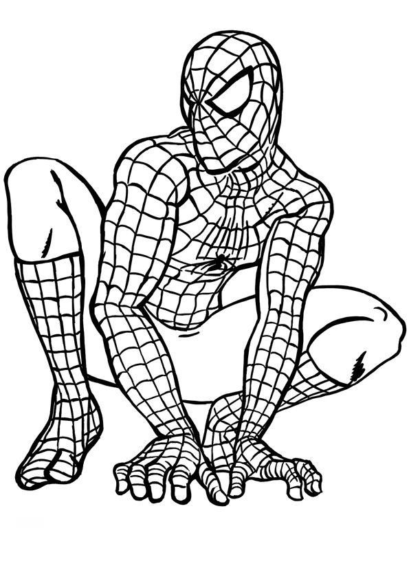 Розмальовка Людина Павук сидить
