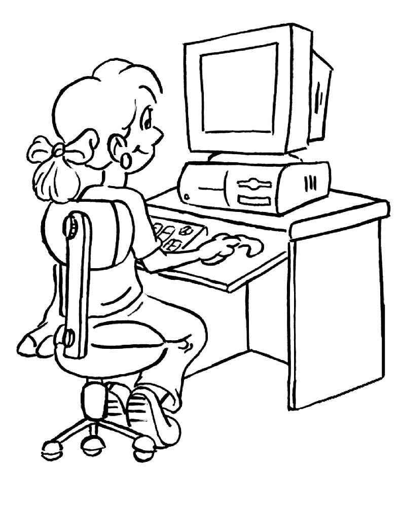 Дівчинка за комп'ютером