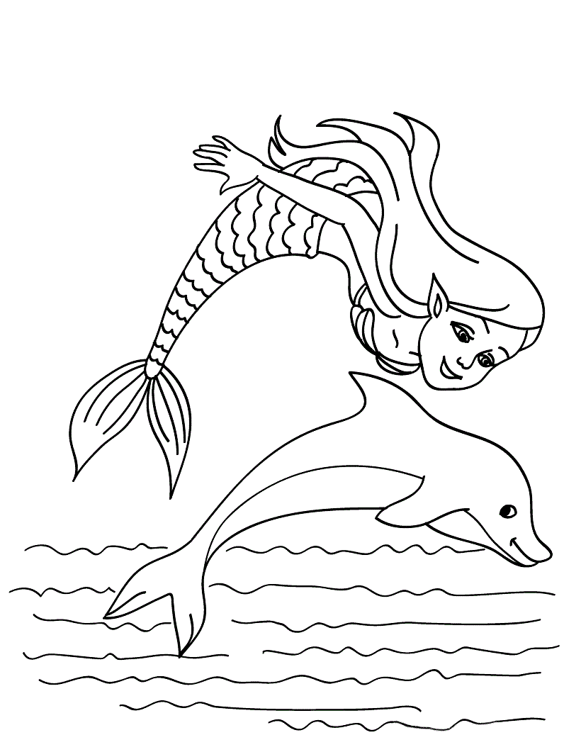 розмальовка дельфін і русалка