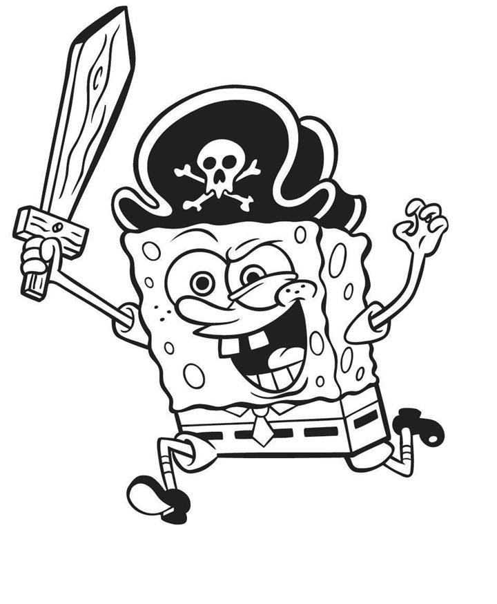 Розмальовки Губка Боб пірат